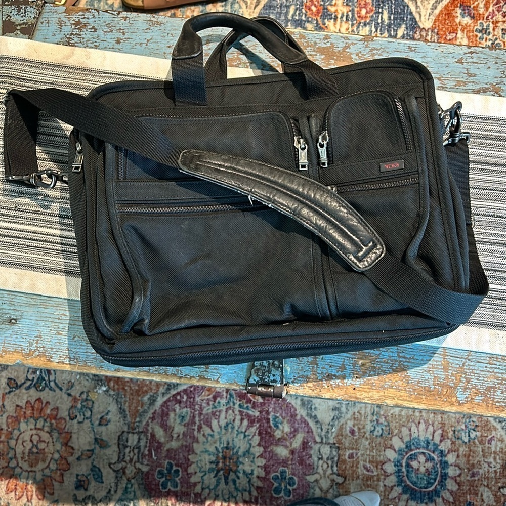 TUMI Alpha Black Ballistic expandable Laptop Business Briefcase